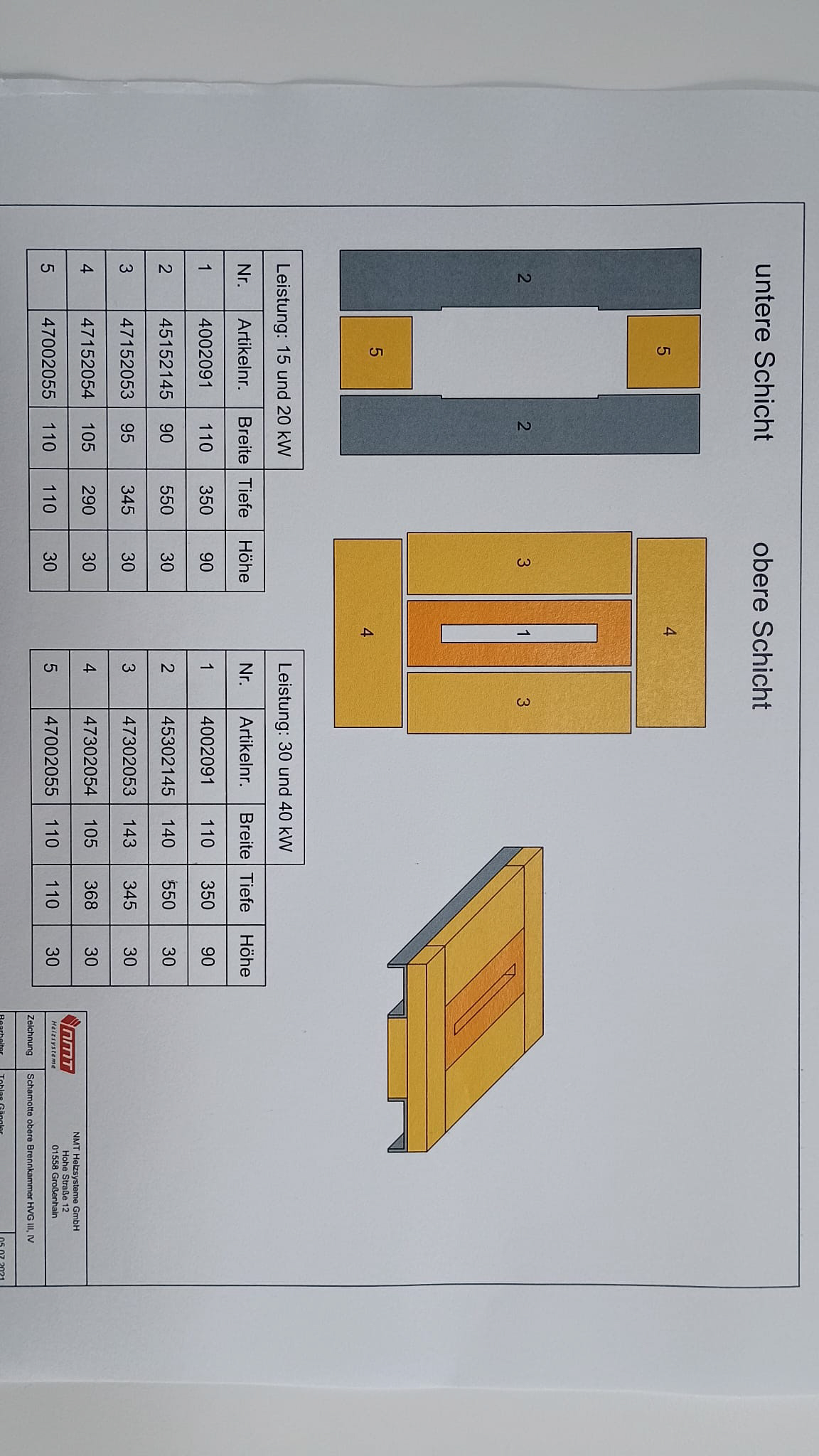 Schamott Set komplett (2 Schichten) für HVGII / HVG III / HVG IV / HVGP / HVG PIV -30/40 (ab BJ 07/2021 & zum Austausch gegen Keramikboden) bestehend aus 9 Teilen