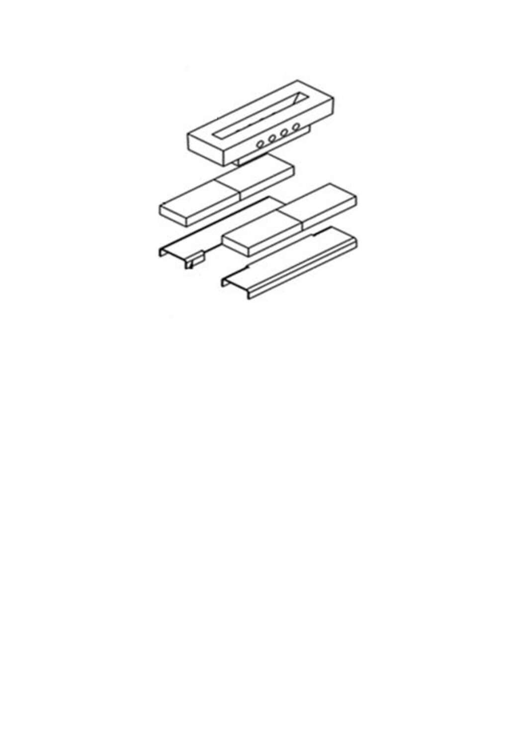 Schamott Set komplett für HVG I 15/20 bestehend aus 7 Teilen (2 x Sekundärluftkanal 360x90x30 , 4 x Schamott 180x90x30 mm , 1 x Verbennungsdüse)